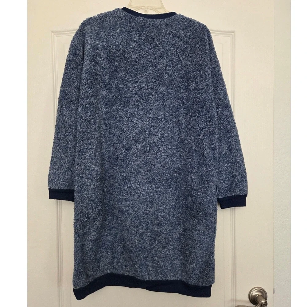 Disney Stitch Faux Fur Plush Sleepshirt Nightgown Dress Blue Sz S Cartoon Winter - Picture 3 of 7